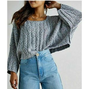 NWOT Free People Good Day Oversized Crop Scoop Neck Sweater